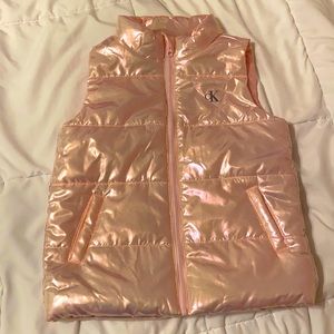 Girls Calvin Klein Jeans new pink metallic puffer vest